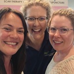 Cheryl smiles at the camera along with Hannah of HLP Therapy, and her colleague Michelle